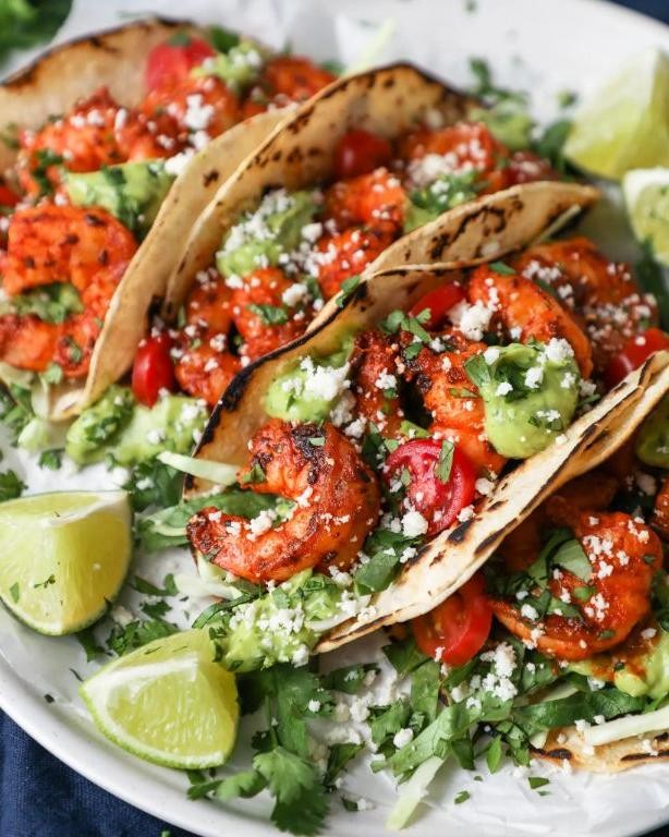 Jalapeño Lime Shrimp Tacos with Cotija Cheese