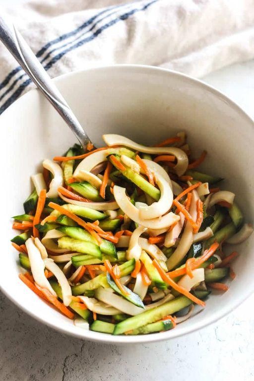 Japanese Ika Sansai (Squid and Mountain Vegetable Salad)