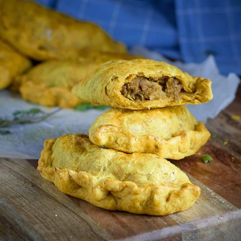 Jerk Chicken Jamaican Patty with Curry Crust