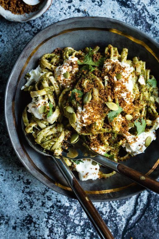 Kale and Pumpkin Seed Fertility Pesto Pasta