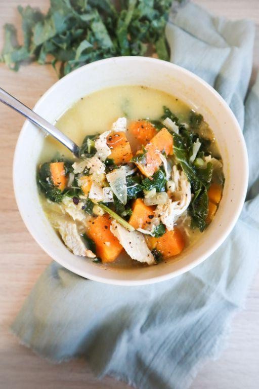 Kale and Sweet Potato Soup with Ginger