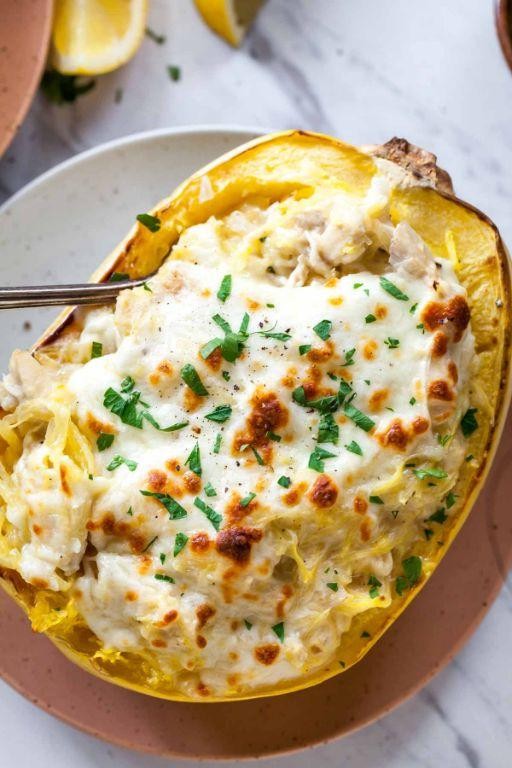 Keto Chicken Alfredo with Spaghetti Squash