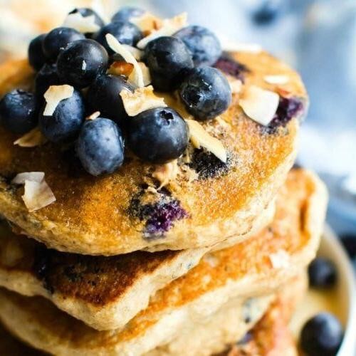 Keto Coconut Flour Blueberry Pancakes