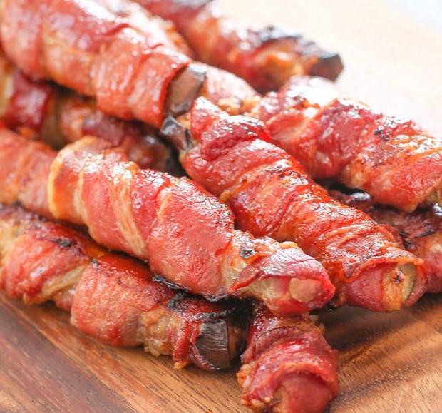 Keto Eggplant and Bacon Roll-Ups