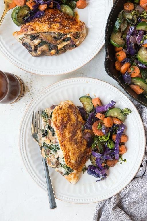 Keto Mushroom and Spinach Stuffed Chicken