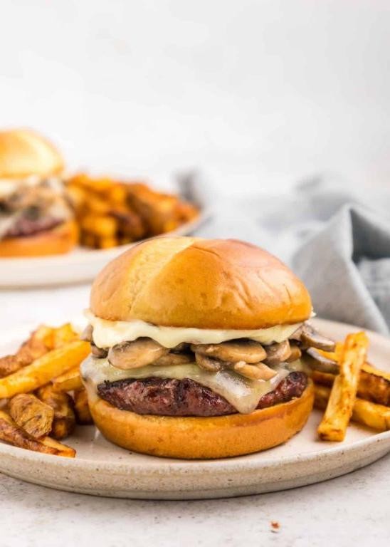 Keto Mushroom and Swiss Stuffed Burgers