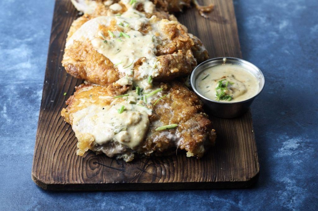 Keto Pork Rind Crusted Pork Chops