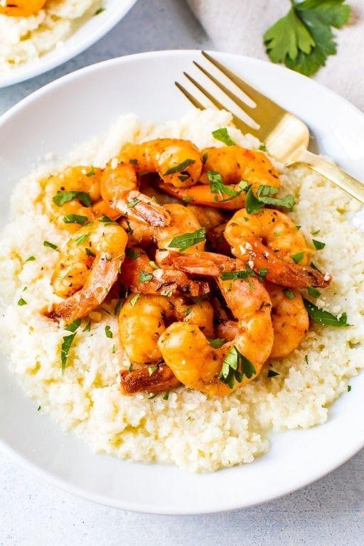 Keto Shrimp and Cauliflower Grits