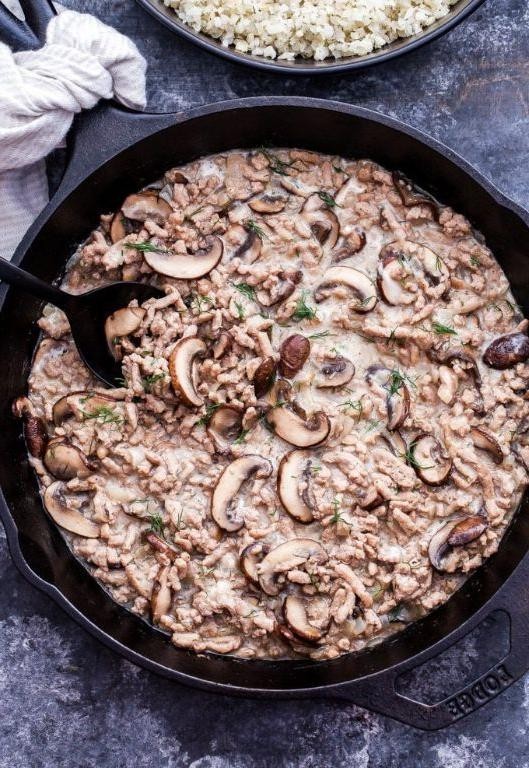 Keto Turkey and Mushroom Stroganoff