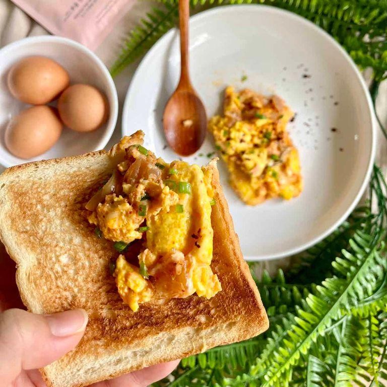 Kimchi Eggs in a Nest