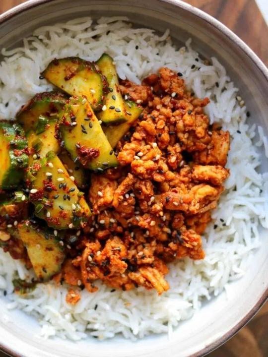 Kimchi Fried Rice with Ground Turkey