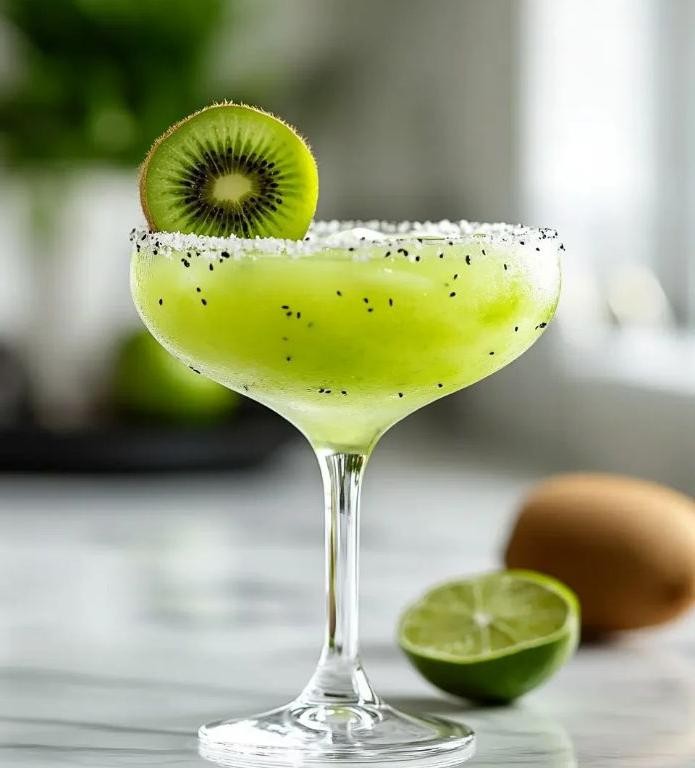 Kiwi Mint Margarita with Coconut Rim