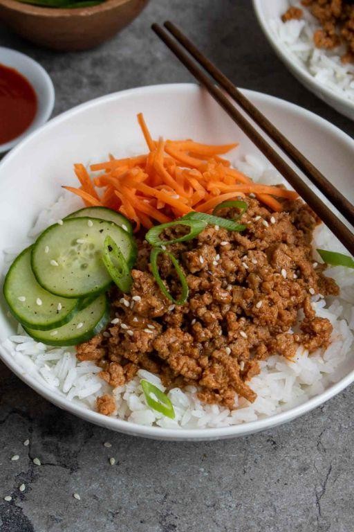 Korean Ground Turkey Bibimbap Bowls