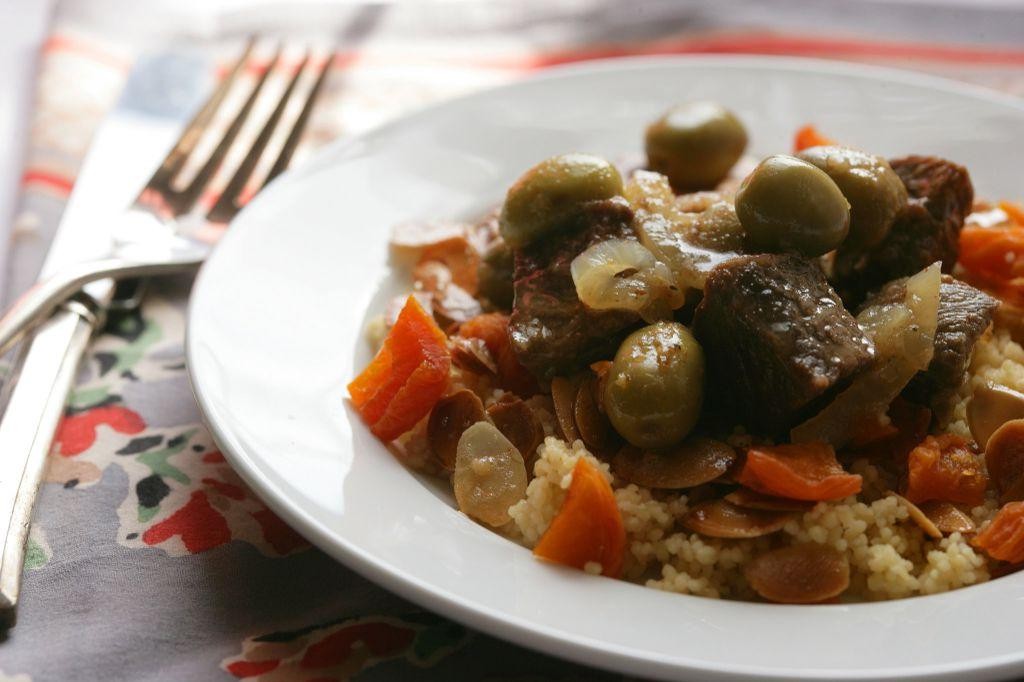 Lamb Shoulder Tagine with Apricots and Almonds