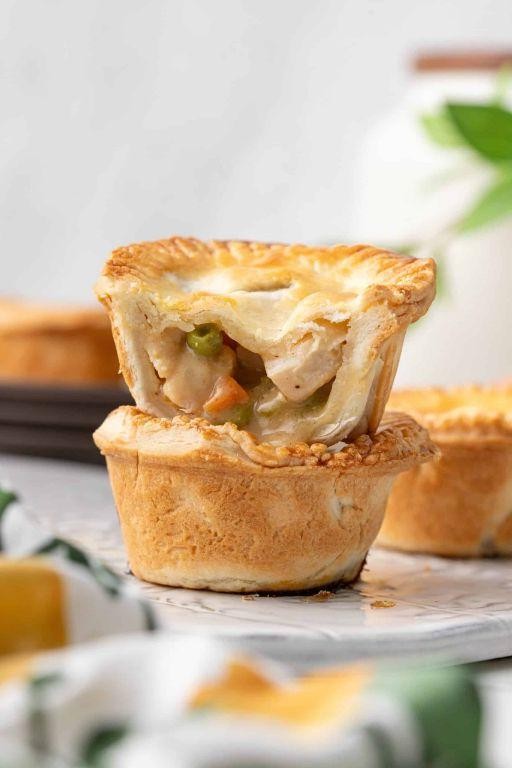 Leftover pie crust chicken pot pie muffins