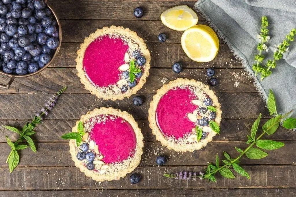 Lemon Curd and Blueberry Tartlets with Almond Crust