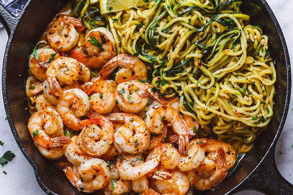 Lemon Garlic Butter Shrimp with Zucchini Ribbons