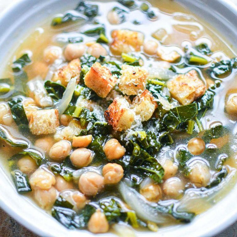 Lemon Garlic Kale Soup with Chickpeas