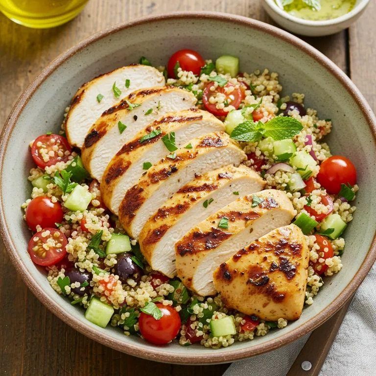 Lemon Garlic Quinoa with Grilled Chicken