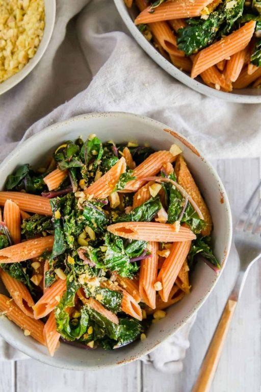 Lemon Garlic Red Lentil Pasta