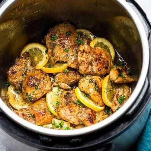 Lemon Herb Pressure Cooked Chicken Thighs