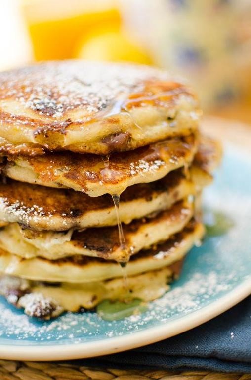 Lemon White Chocolate Chip Pancakes
