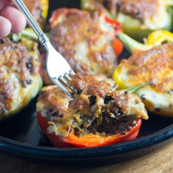 Lentil and Mushroom Stuffed Pepper Casserole