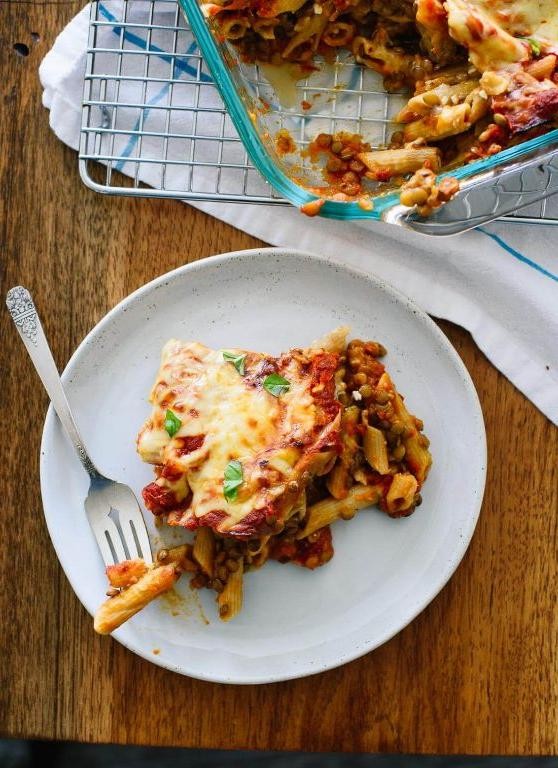 Lentil and Spinach Baked Penne