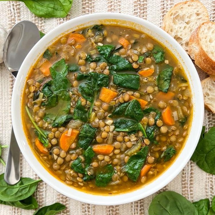Lentil and Spinach Sacred Heart Diet Soup