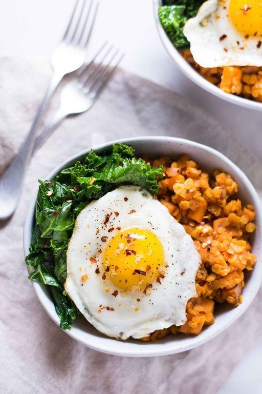 Lentil and sweet potato breakfast hash
