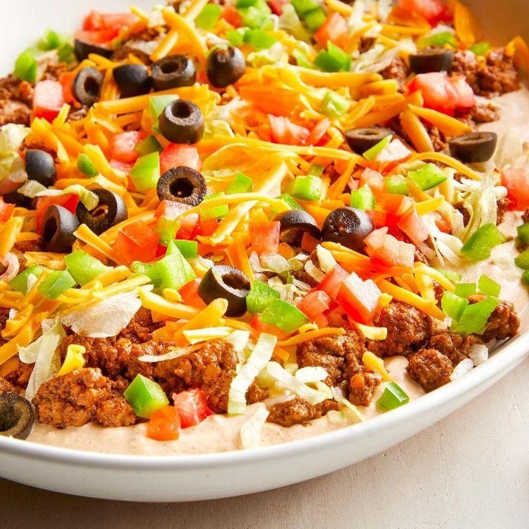 Loaded Hamburger Taco Dip