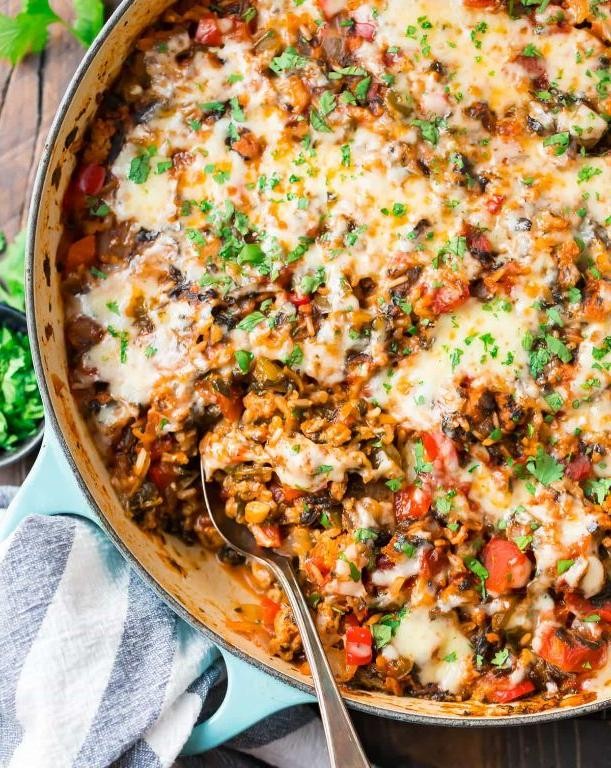 Loaded Italian Stuffed Pepper Casserole with Mozzarella