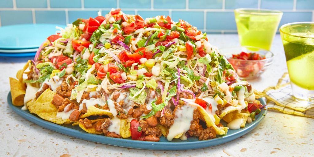 Loaded Nacho Taco Salad with Cheese Sauce