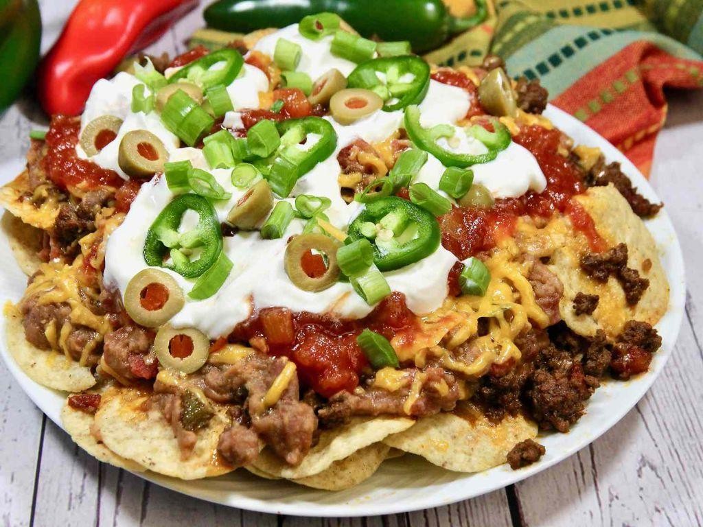 Loaded Nachos with Ground Beef and Jalapeños