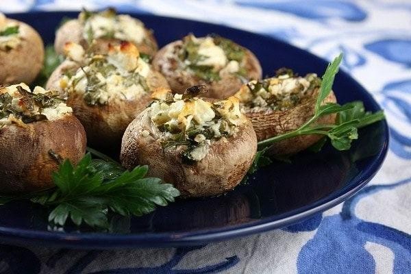 Lovage and Feta Stuffed Mushrooms