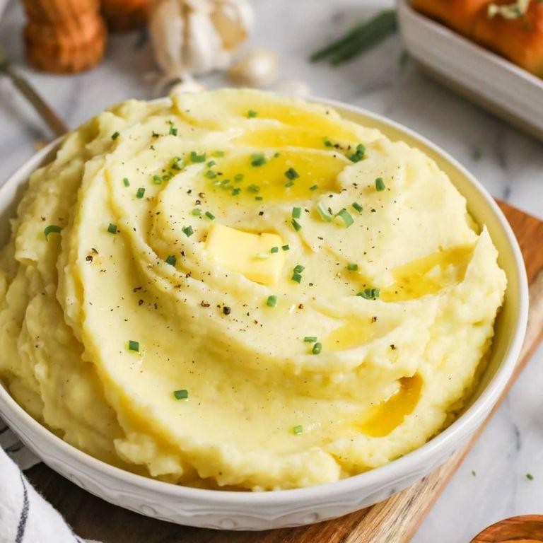 Lovage and Garlic Mashed Potatoes