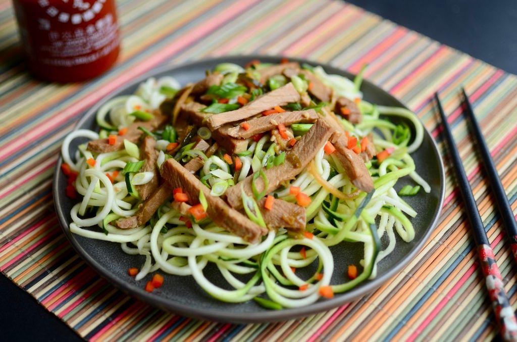 Low Carb Pork Stir Fry with Zucchini Noodles