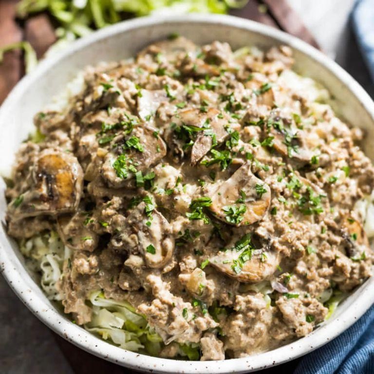 Low-Carb Mushroom and Beef Stroganoff