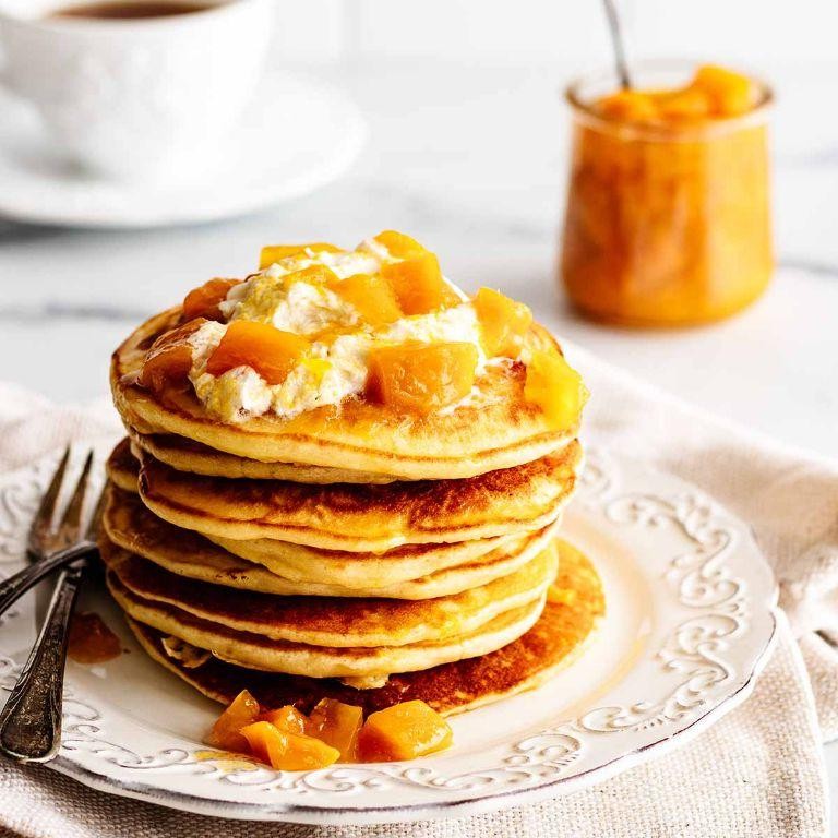 Mangú Pancakes with Maple Syrup