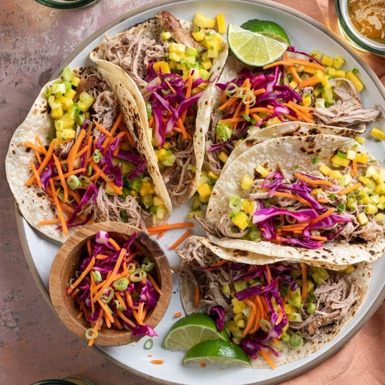 Mangú Tacos with Pulled Pork and Slaw