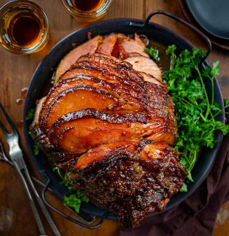 Maple Bourbon Glazed Baked Ham