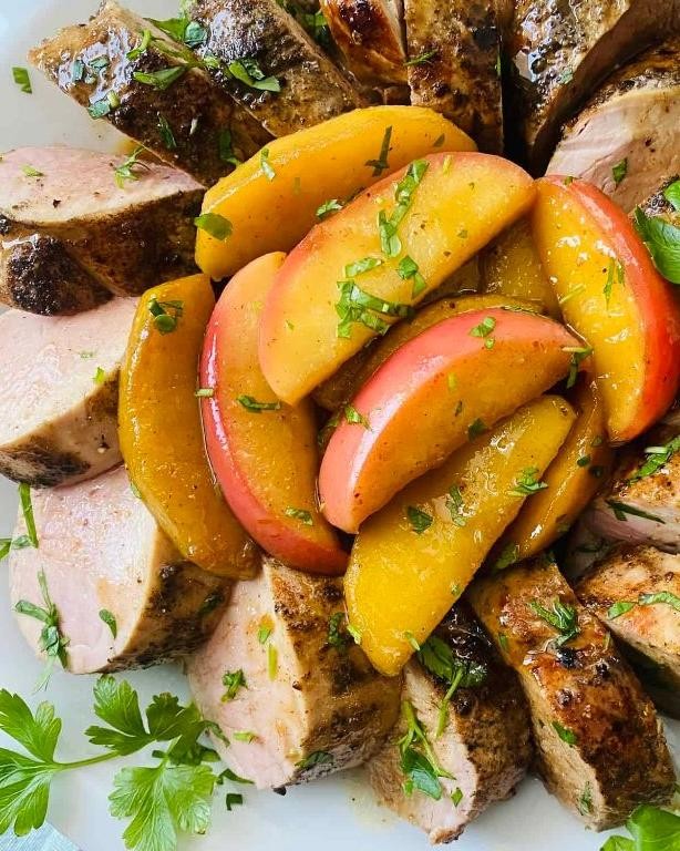 Maple Glazed Pork Loin Steak with Apples