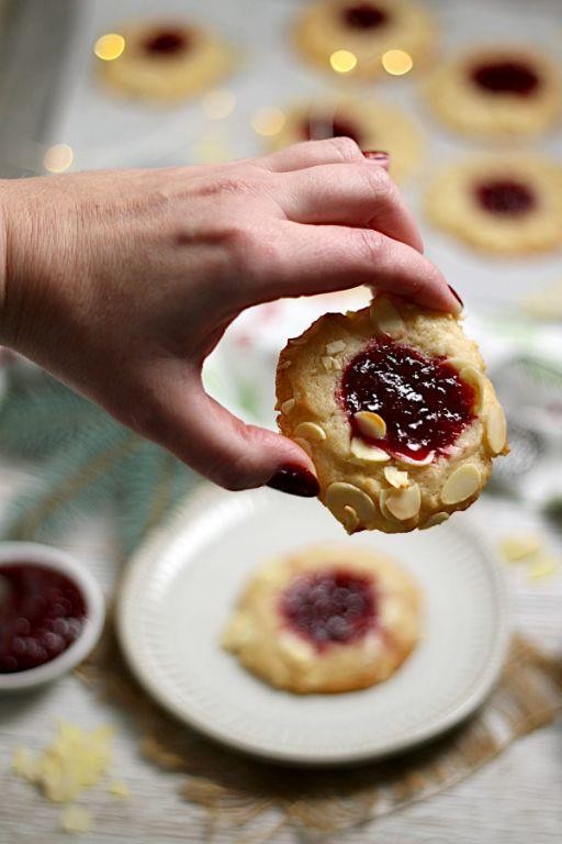 Marzipan and Cherry Thumbprint Cookies