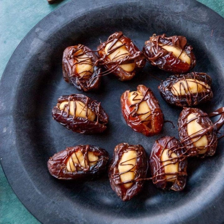 Marzipan-Stuffed Dates with Dark Chocolate