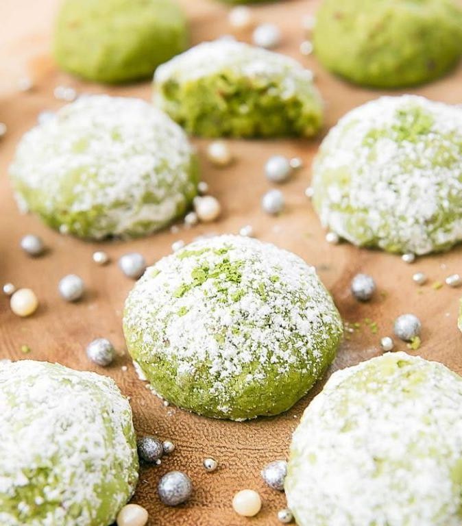 Matcha Green Tea Snowball Cookies