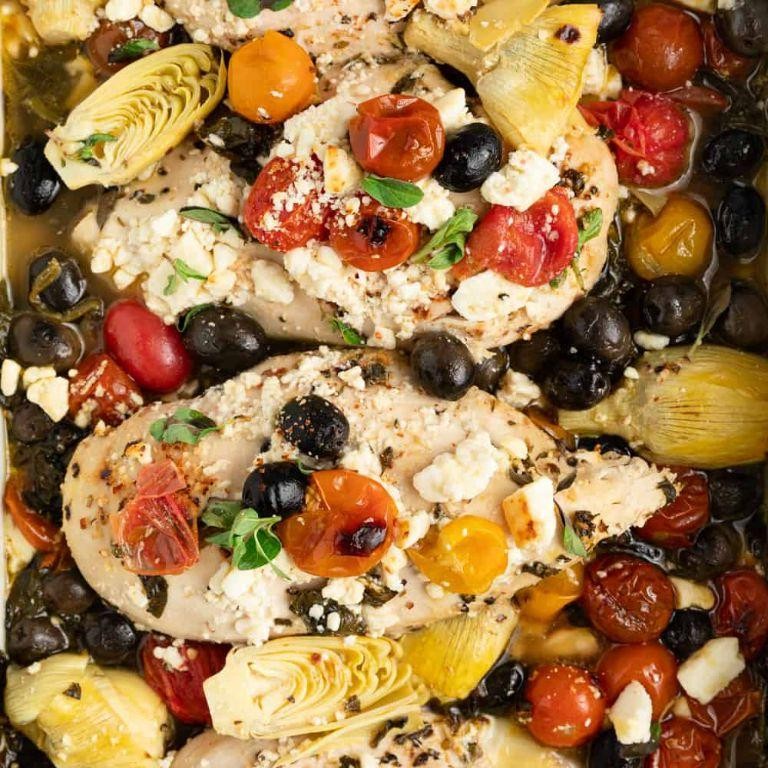 Mediterranean Baked Chicken Tenderloins with Olives and Feta