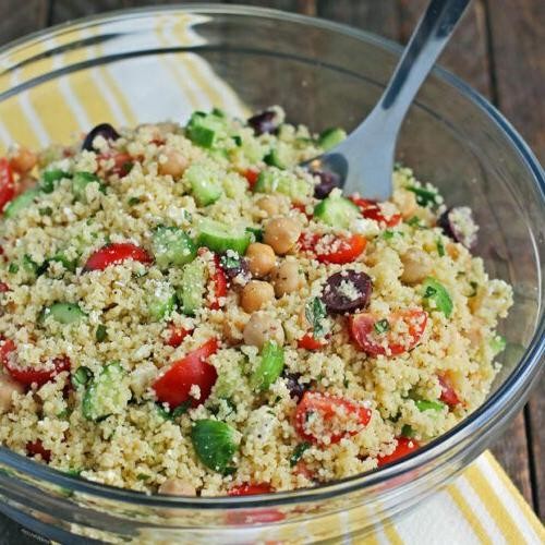 Mediterranean Couscous Salad with Feta and Olives