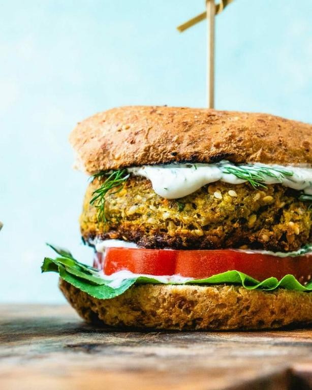Mediterranean Falafel Burger with Tahini Drizzle