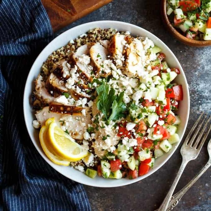 Mediterranean Quinoa and Chicken Bowl