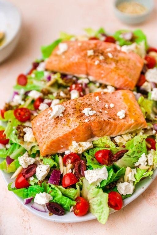 Mediterranean Salmon Salad with Feta and Olives